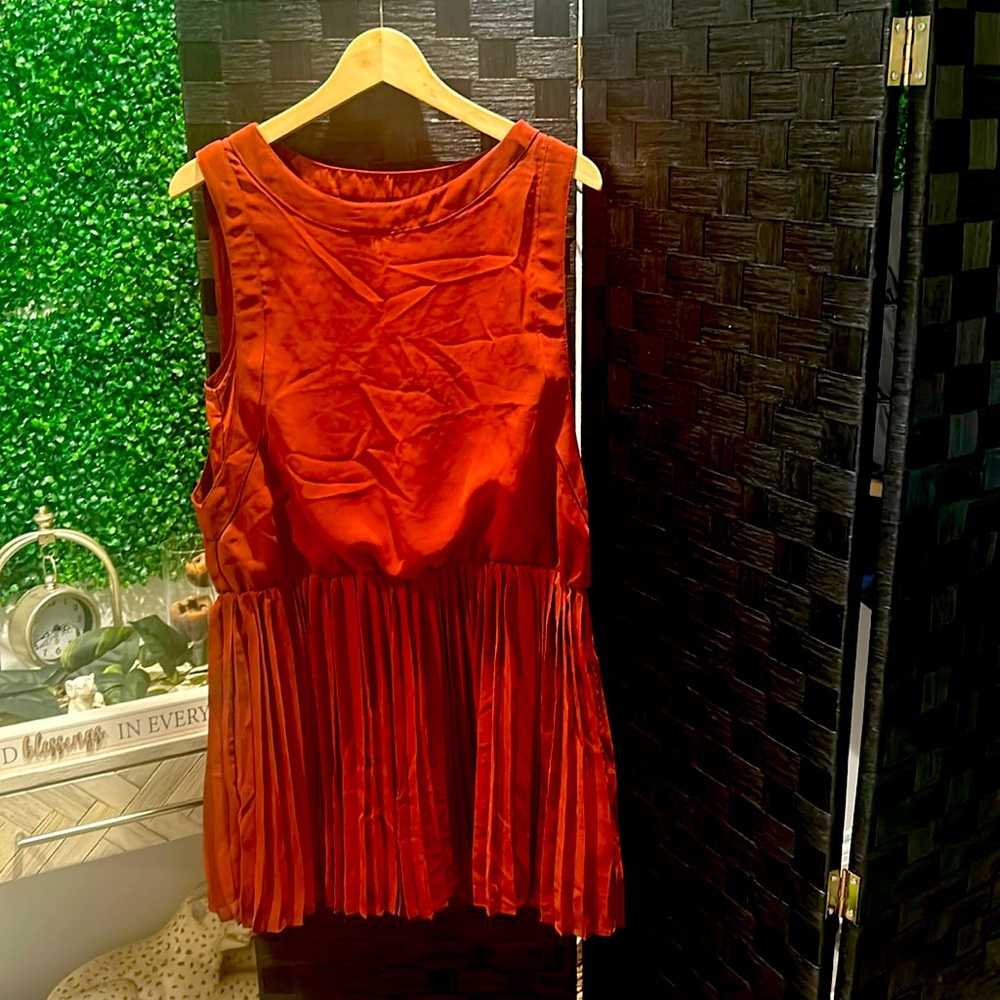 Pleated Burgundy Dress
